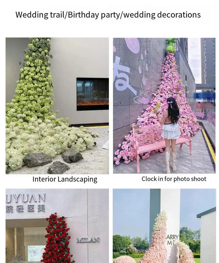 Large Red Rose Waterfall Artificial Flowers – DIY Wedding Backdrop & Event Decor Display SKYNIX