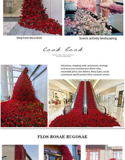 Large Red Rose Waterfall Artificial Flowers – DIY Wedding Backdrop & Event Decor Display SKYNIX