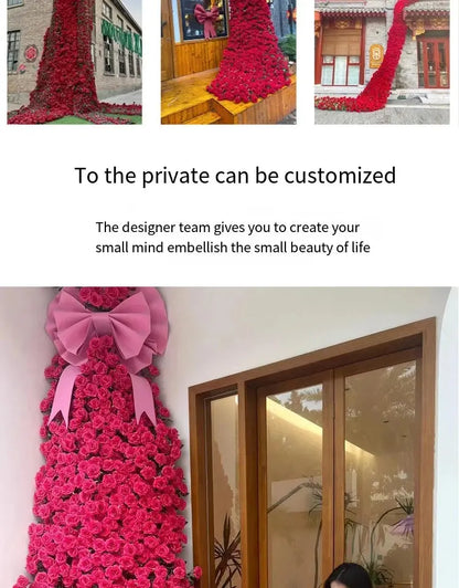 Large Red Rose Waterfall Artificial Flowers – DIY Wedding Backdrop & Event Decor Display SKYNIX