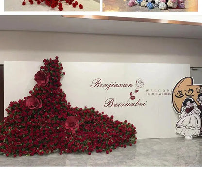 Large Red Rose Waterfall Artificial Flowers – DIY Wedding Backdrop & Event Decor Display SKYNIX