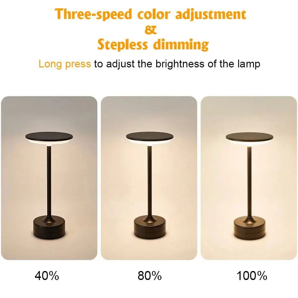 Modern Touch Sensor LED Table Lamp – USB Rechargeable | Dimmable Metal Night Light SKYNIX