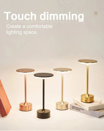 Modern Touch Sensor LED Table Lamp – USB Rechargeable | Dimmable Metal Night Light SKYNIX