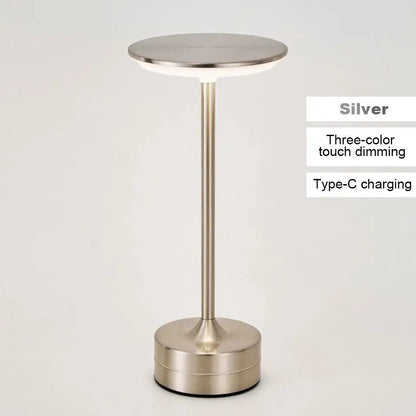 Modern Touch Sensor LED Table Lamp – USB Rechargeable | Dimmable Metal Night Light SKYNIX