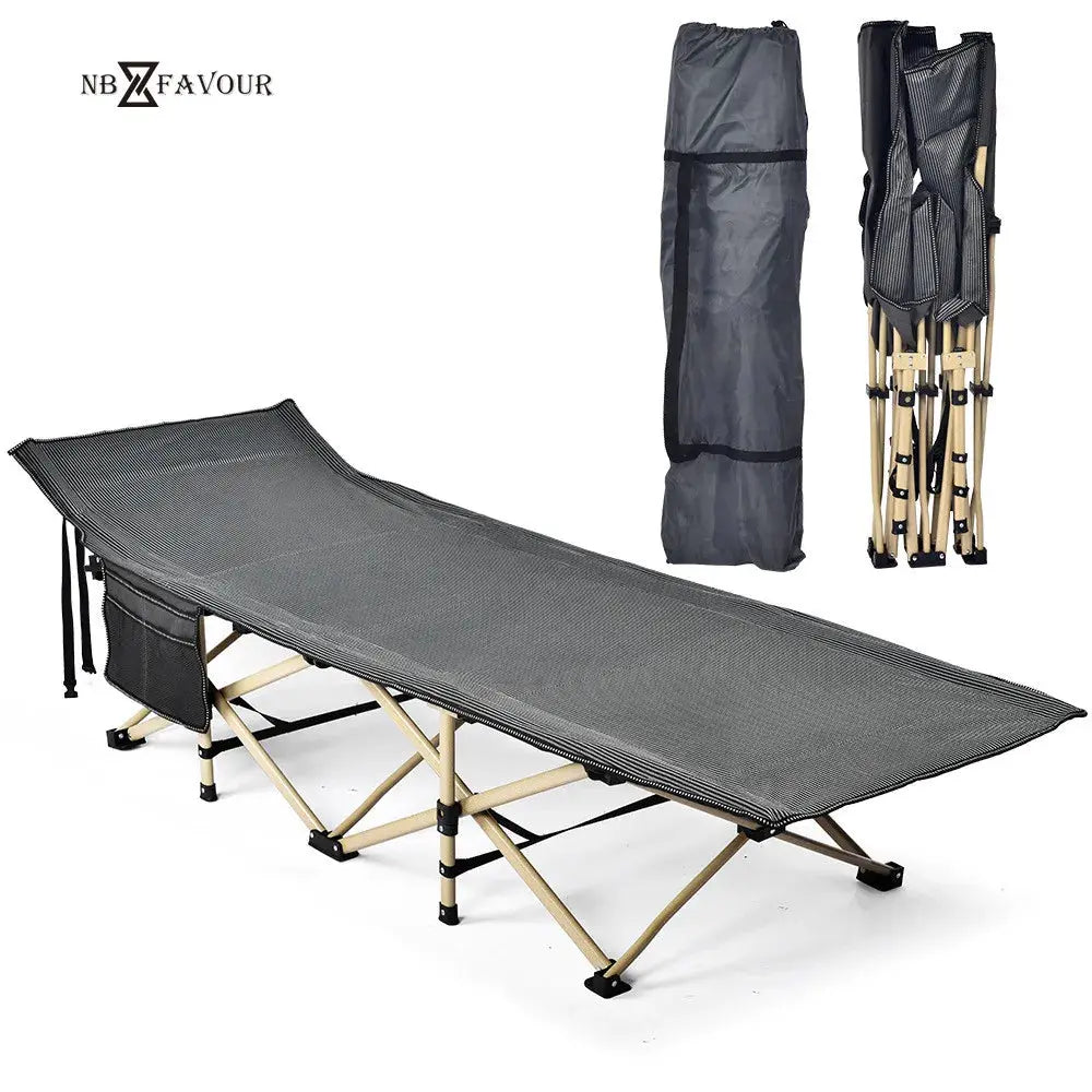 NB-FAVOUR Heavy Duty Folding Camping Cot with Mat – Outdoor Portable Bed for Adults SKYNIX
