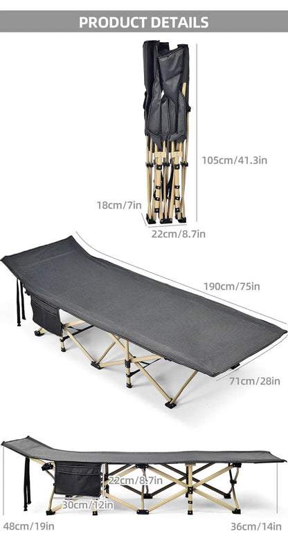 NB-FAVOUR Heavy Duty Folding Camping Cot with Mat – Outdoor Portable Bed for Adults SKYNIX