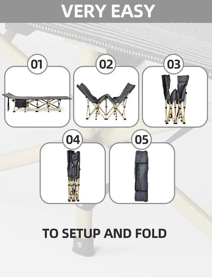 NB-FAVOUR Heavy Duty Folding Camping Cot with Mat – Outdoor Portable Bed for Adults SKYNIX