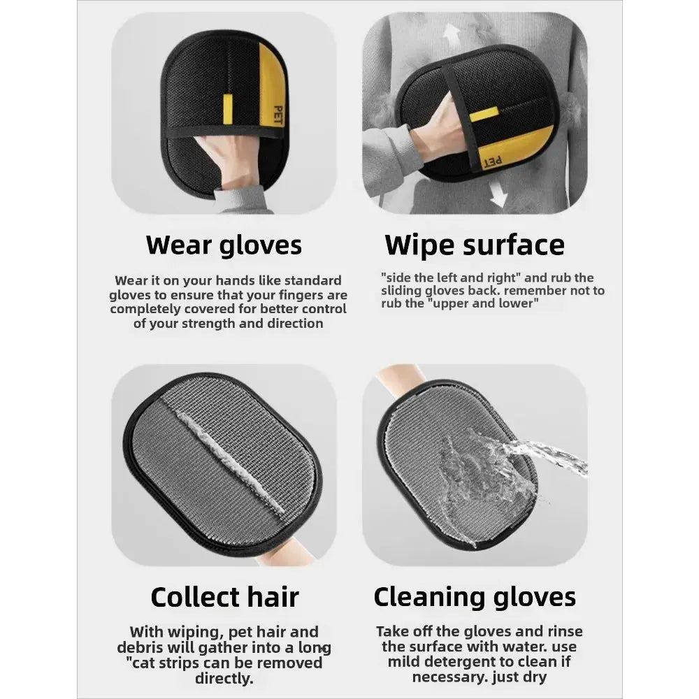 Pet Hair Remover Glove & Scraper – Cat & Dog Grooming Brush for Furniture & Clothing SKYNIX