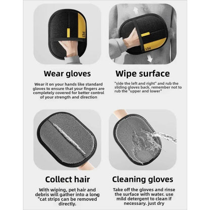 Pet Hair Remover Glove & Scraper – Cat & Dog Grooming Brush for Furniture & Clothing SKYNIX