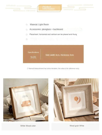 Retro Resin Photo Frame – Square Wall Hanging Picture Frame (5–10 Inch) SKYNIX