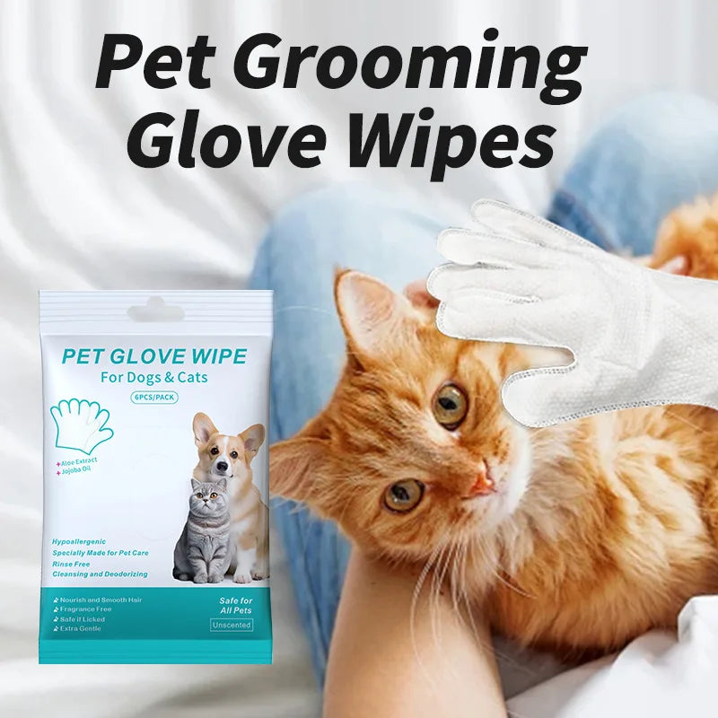 🐾 Pet Cleaning Wipes Gloves – Deodorizing & Grooming Wipes for Dogs, Cats & Small Pets - SKYNIX