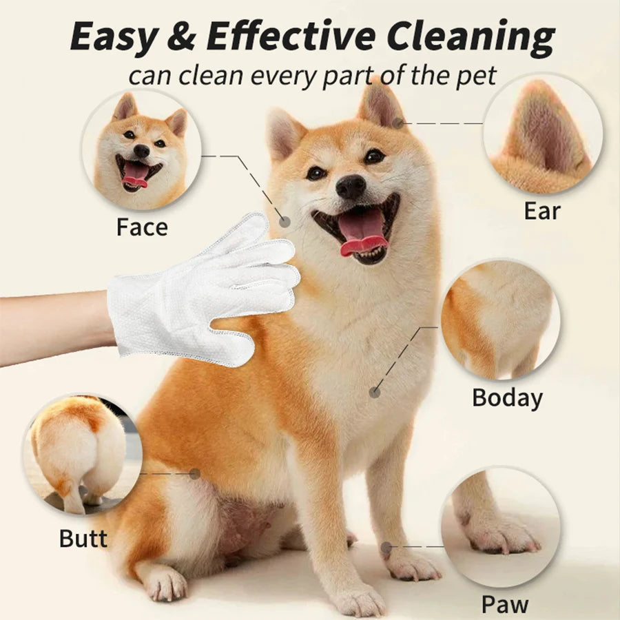 🐾 Pet Cleaning Wipes Gloves – Deodorizing & Grooming Wipes for Dogs, Cats & Small Pets - SKYNIX