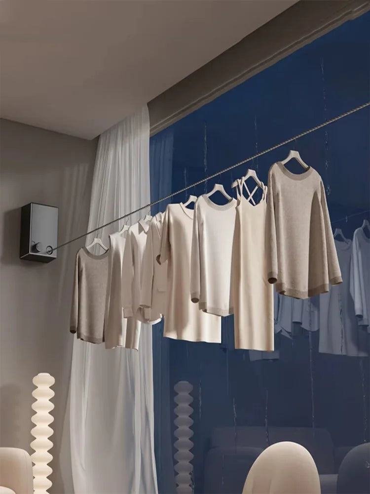 No Hole-Free Shrinkage Clothesline Invisible Bathroom Hotel Clothes Rack Wire Rope Living Room Balcony Portable Clothes Drying - SKYNIX