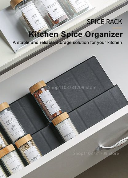 4-Layer Kitchen Spice Drawer Organizer – Adjustable Rack