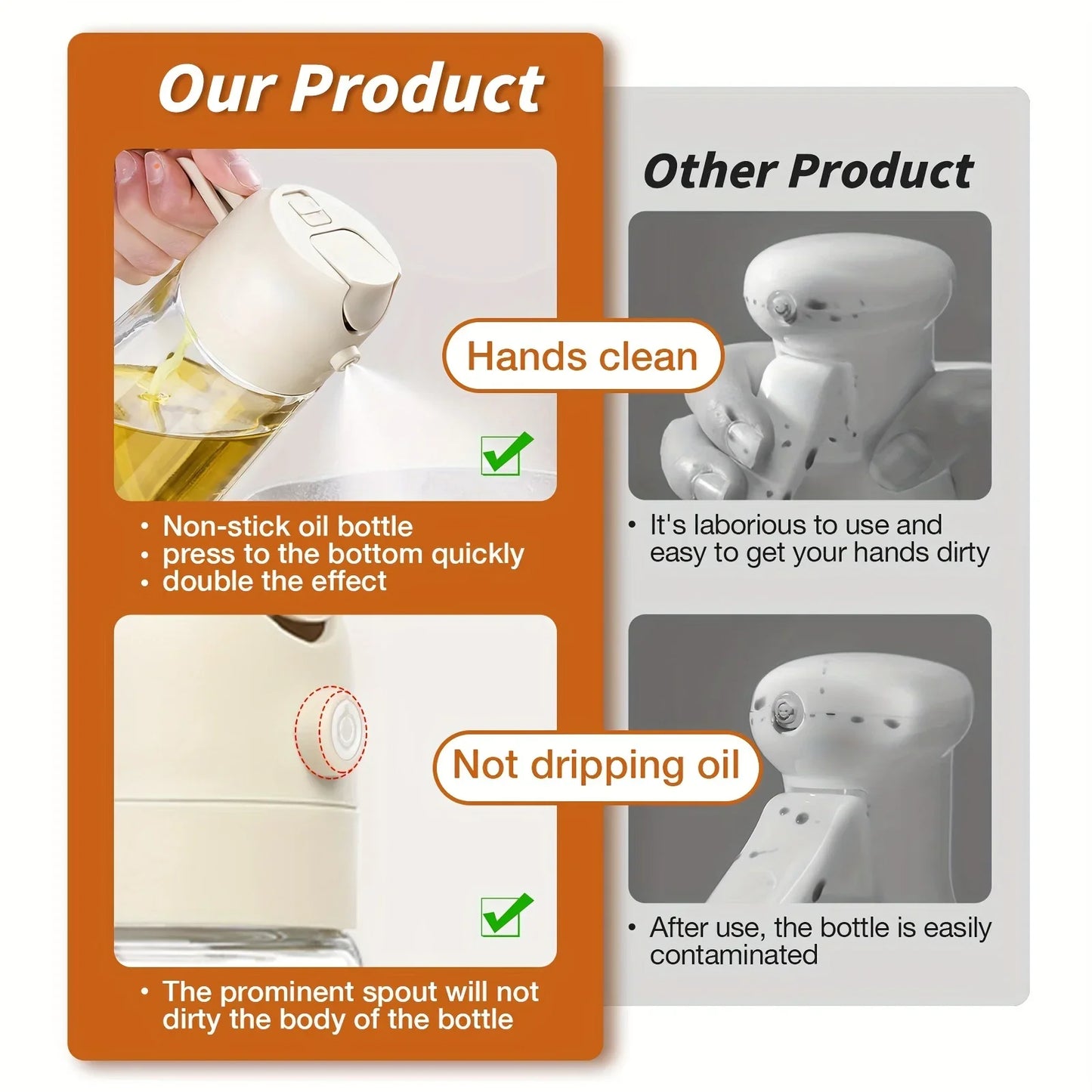 2-in-1 500ml Plastic Spray Oil Dispenser