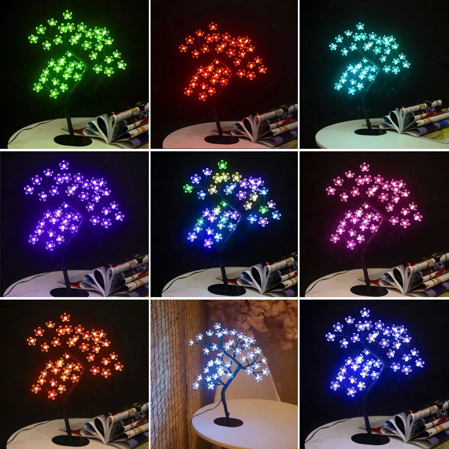 Cherry Blossom Tree Light 17" – 40 LED Artificial Flower Bonsai Lamp | USB & Battery Powered Tabletop Décor Gift