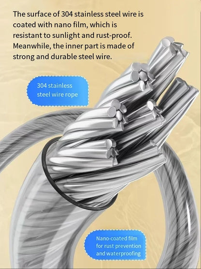 No Hole-Free Shrinkage Clothesline Invisible Bathroom Hotel Clothes Rack Wire Rope Living Room Balcony Portable Clothes Drying - SKYNIX