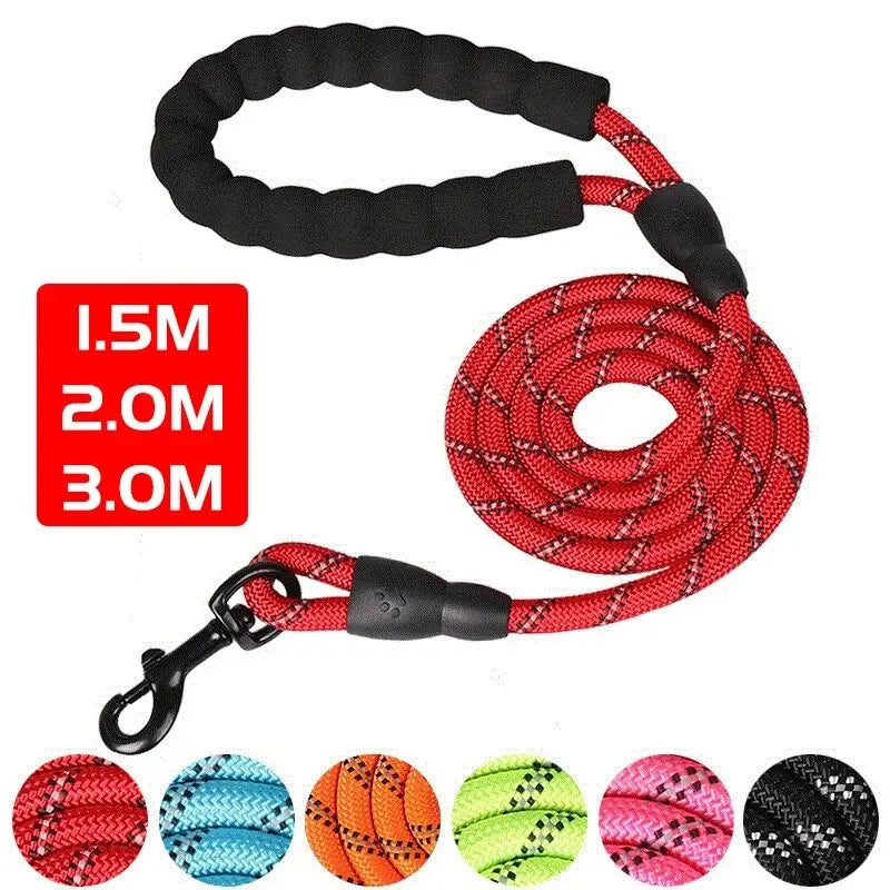 Reflective Dog Leash with Comfortable Padded Handle – Double Heavy-Duty Traction Rope for Strong Dogs