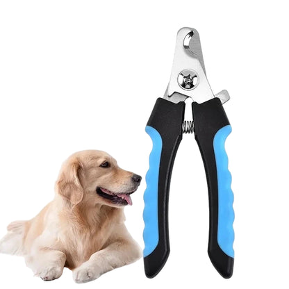 Pet nail clippers with black and blue handles and a dog in the background, branded 'GIDOLPET'.
