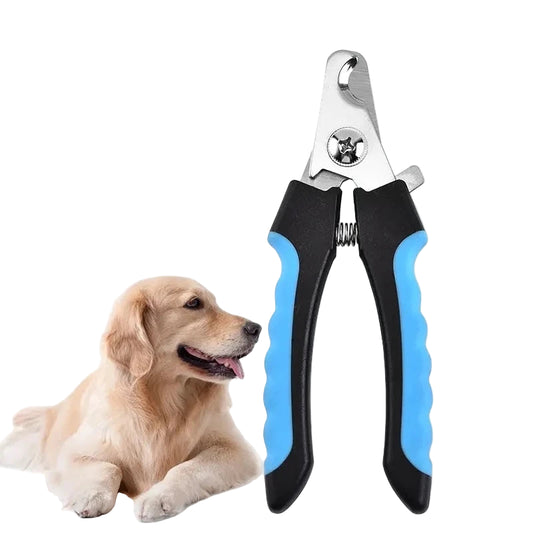 Pet nail clippers with black and blue handles and a dog in the background, branded 'GIDOLPET'.