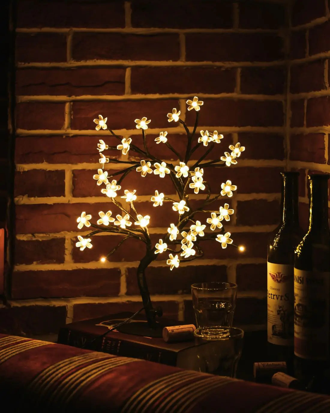 Cherry Blossom Tree Light 17" – 40 LED Artificial Flower Bonsai Lamp | USB & Battery Powered Tabletop Décor Gift