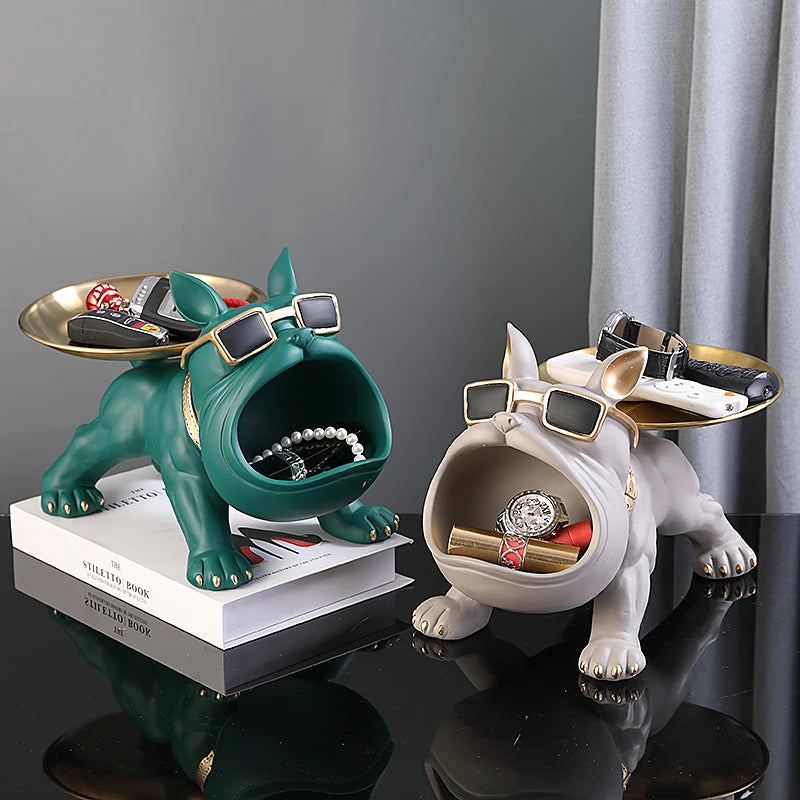 Bulldog Figurine Storage Box – Resin Dog Statue for Home Decor, Art Display & Functional Storage
