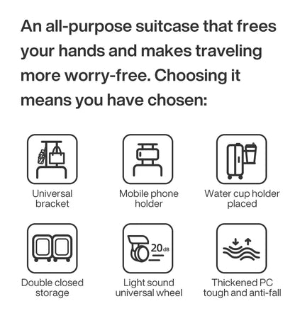 Mixi Carry-On Luggage M9290 – Hard Shell Spinner Suitcase with Built-In Cup & Phone Holder