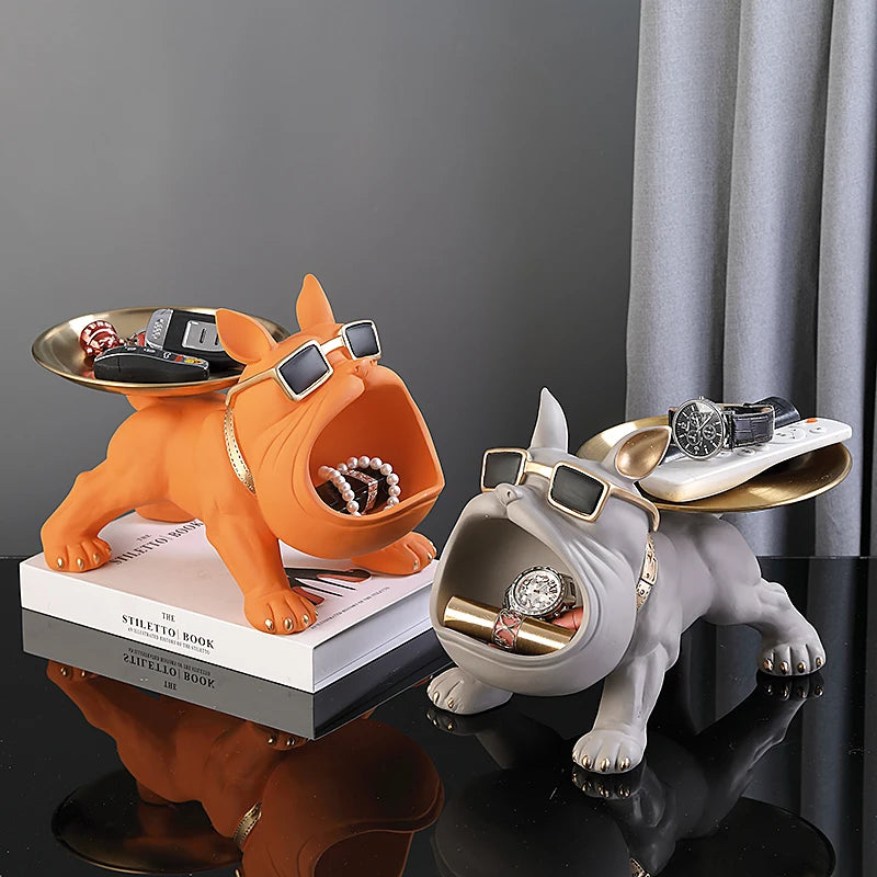 Bulldog Figurine Storage Box – Resin Dog Statue for Home Decor, Art Display & Functional Storage