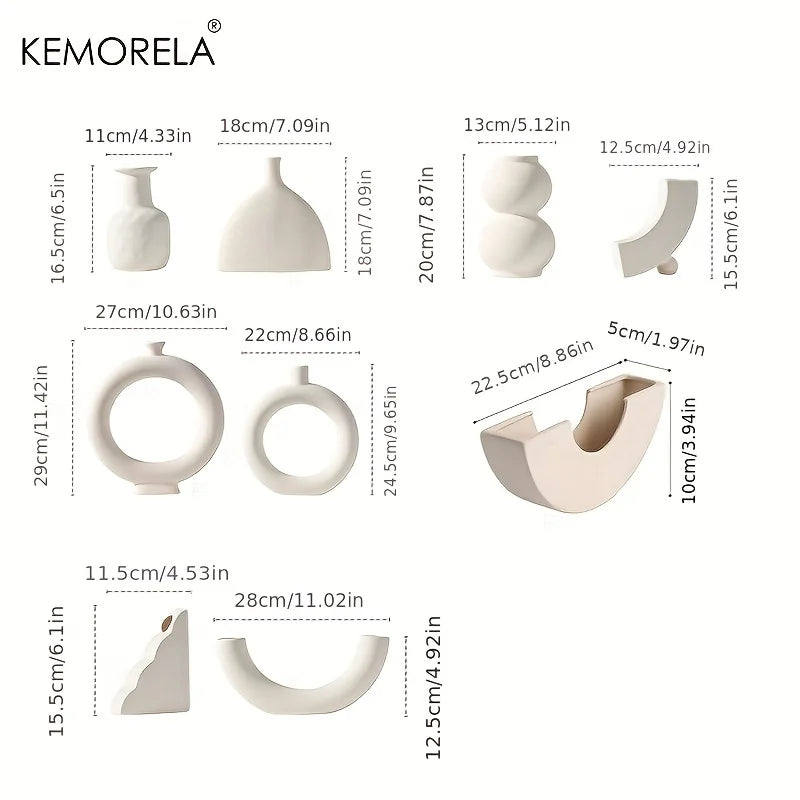 Nordic Ceramic Donut Vase – Circular Hollow Flower Pot for Home & Office Decor