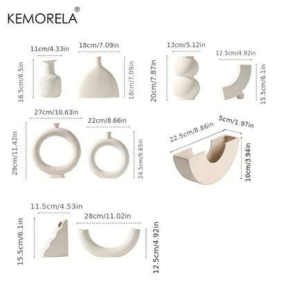 Nordic Ceramic Donut Vase – Circular Hollow Flower Pot for Home & Office Decor