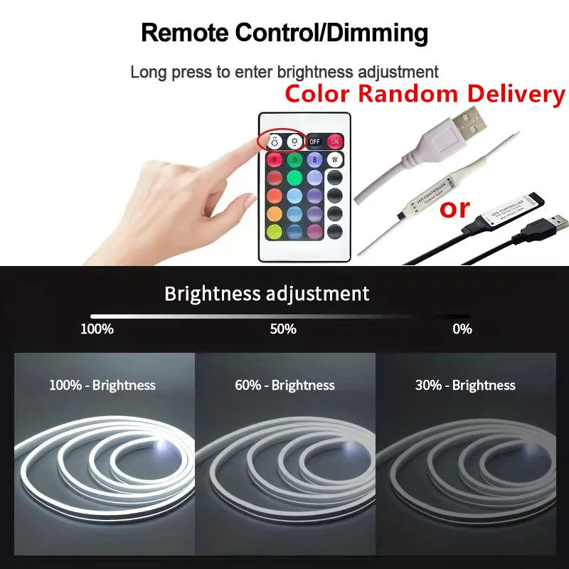 5V LED Neon Strip Lights – USB Powered, Music Sync, Waterproof Indoor Outdoor Flexible Lighting