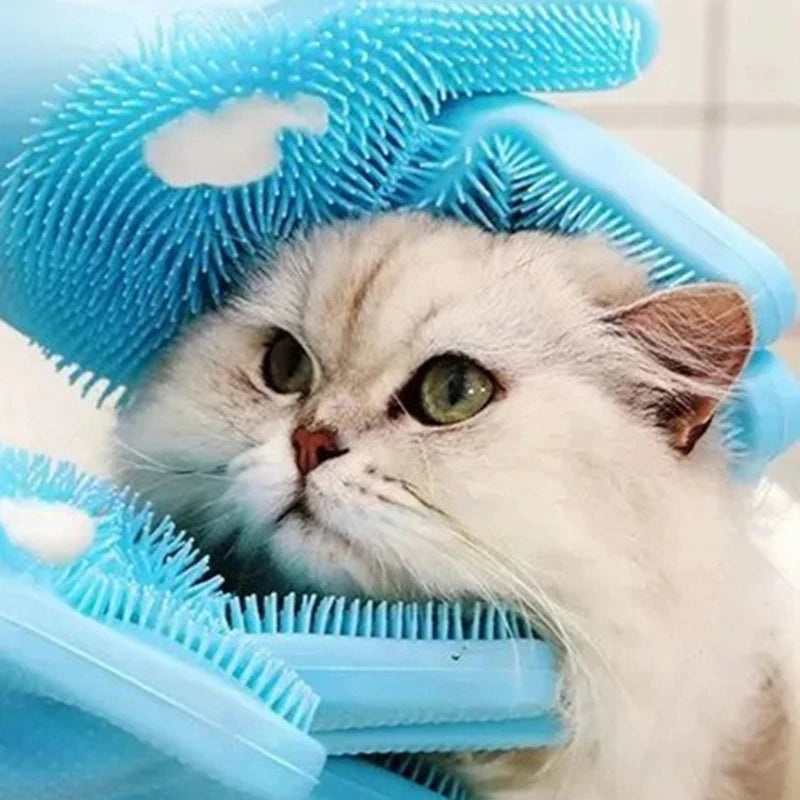 🐾 Silicone Pet Grooming & Bathing Gloves – Gentle Massaging Hair Removal for Dogs & Cats - SKYNIX