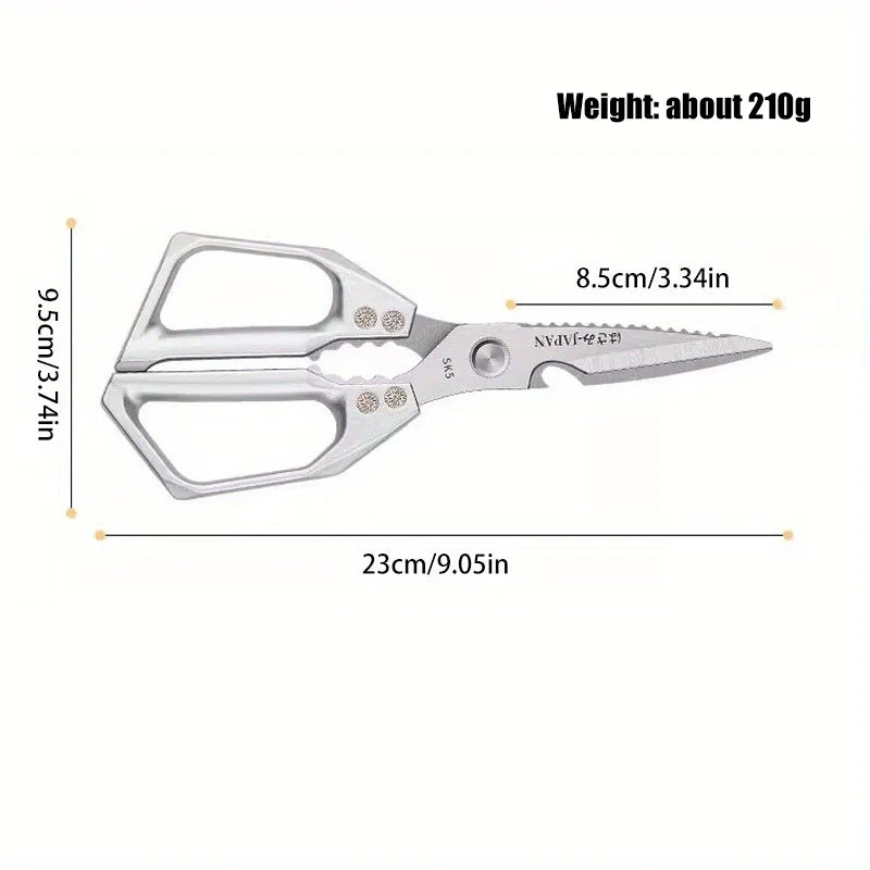 Multifunctionele keukenschaar – robuuste pluimveeschaar met visschubbenschraper, flesopener en notenkraker
