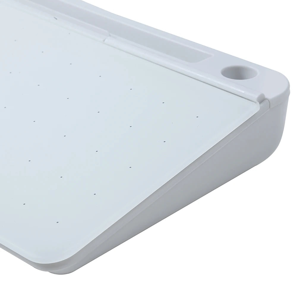Pizarra blanca de vidrio con cajón de escritorio 