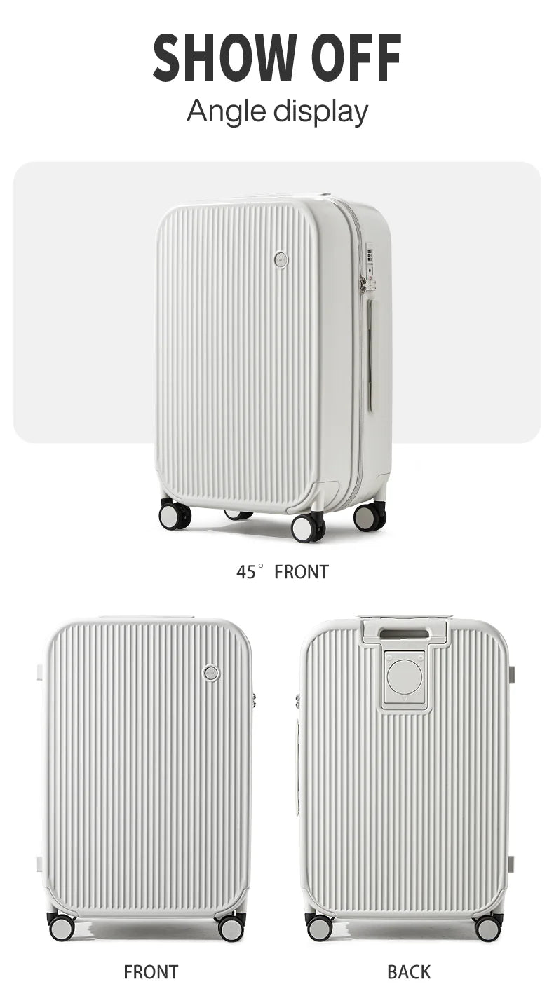 Mixi Carry-On Luggage M9290 – Hard Shell Spinner Suitcase with Built-In Cup & Phone Holder