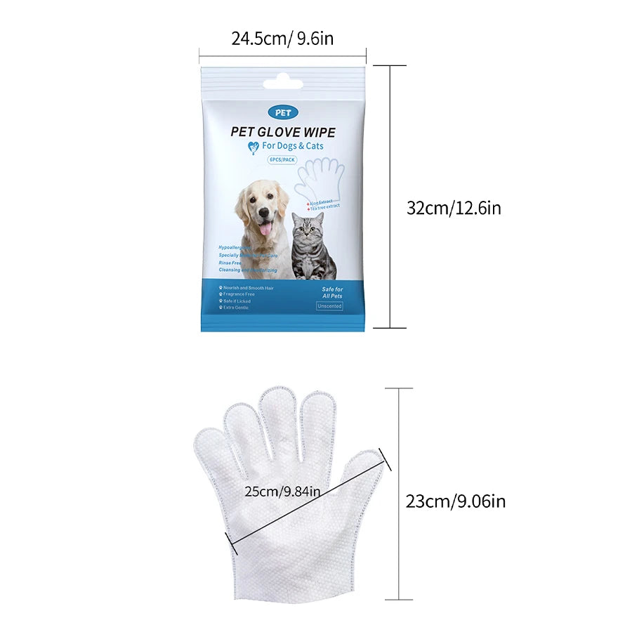 🐾 Pet Cleaning Wipes Gloves – Deodorizing & Grooming Wipes for Dogs, Cats & Small Pets - SKYNIX