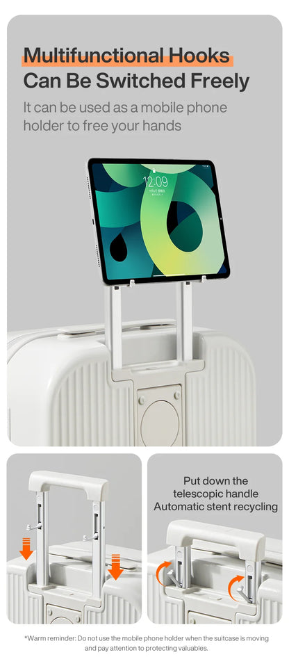 Mixi Carry-On Luggage M9290 – Hard Shell Spinner Suitcase with Built-In Cup & Phone Holder