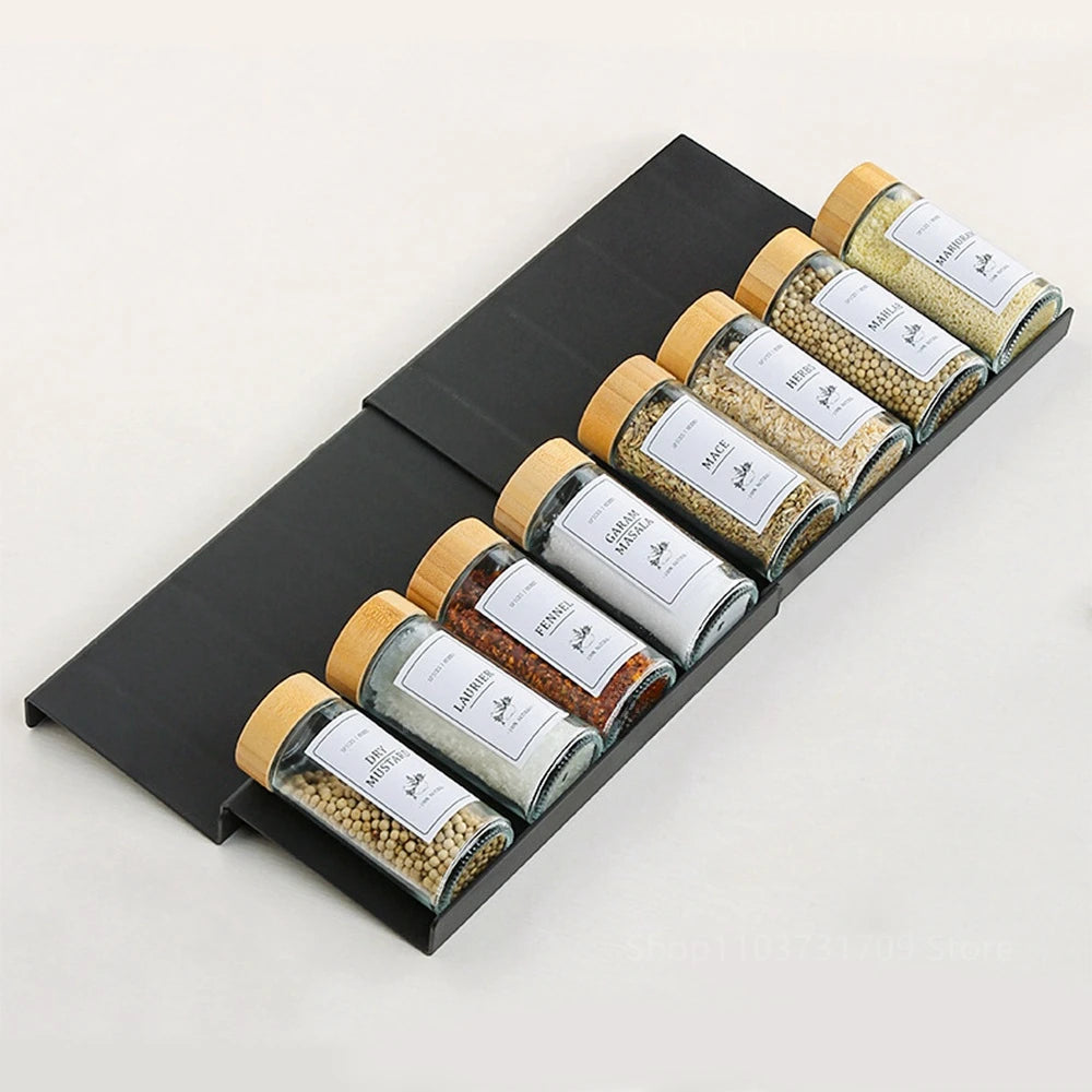 4-Layer Kitchen Spice Drawer Organizer – Adjustable Rack