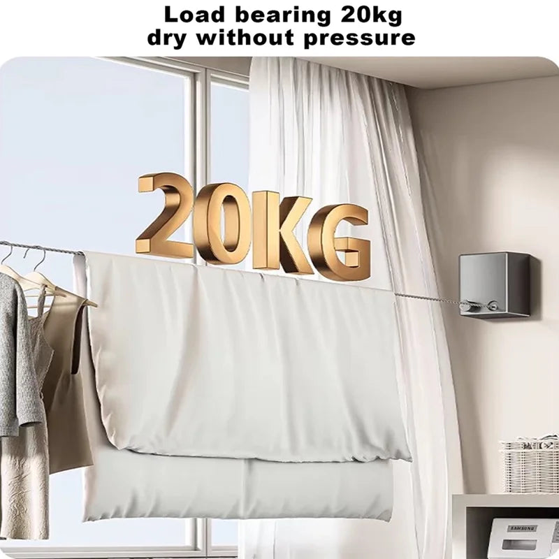 No Hole-Free Shrinkage Clothesline Invisible Bathroom Hotel Clothes Rack Wire Rope Living Room Balcony Portable Clothes Drying - SKYNIX
