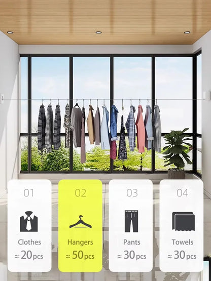 No Hole-Free Shrinkage Clothesline Invisible Bathroom Hotel Clothes Rack Wire Rope Living Room Balcony Portable Clothes Drying - SKYNIX