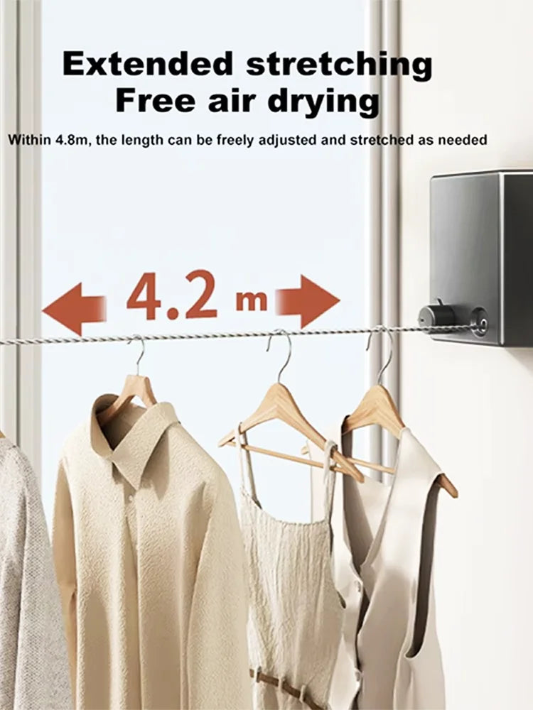 No Hole-Free Shrinkage Clothesline Invisible Bathroom Hotel Clothes Rack Wire Rope Living Room Balcony Portable Clothes Drying - SKYNIX