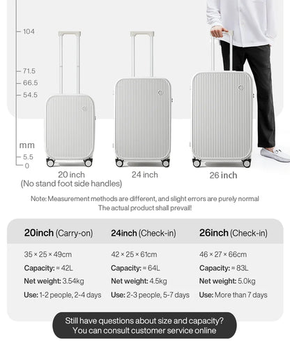 Mixi Carry-On Luggage M9290 – Hard Shell Spinner Suitcase with Built-In Cup & Phone Holder