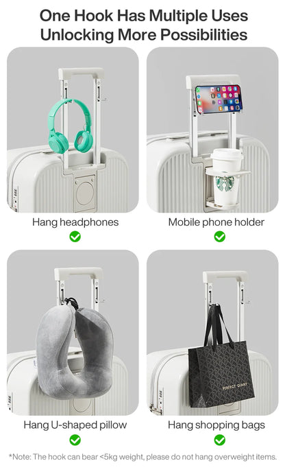 Mixi Carry-On Luggage M9290 – Hard Shell Spinner Suitcase with Built-In Cup & Phone Holder