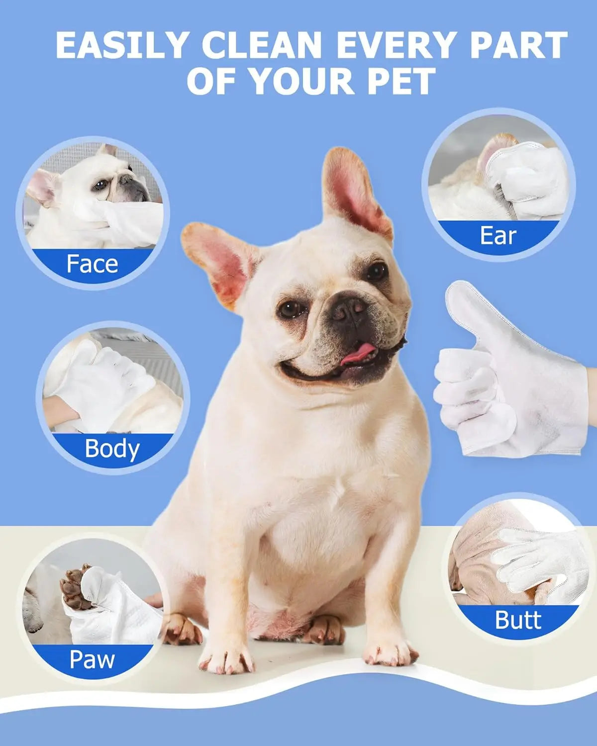 🐾 Pet Cleaning Wipes Gloves – Deodorizing & Grooming Wipes for Dogs, Cats & Small Pets - SKYNIX