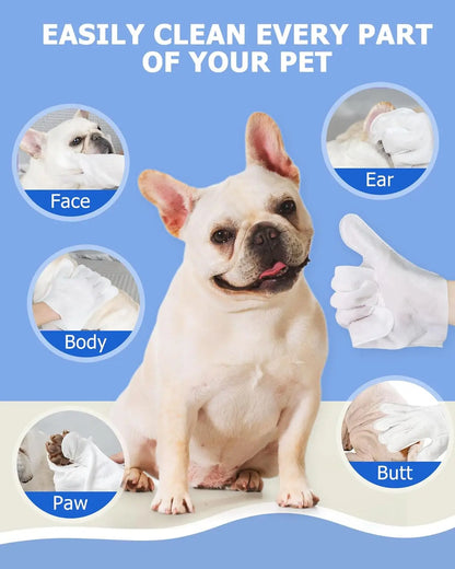 🐾 Pet Cleaning Wipes Gloves – Deodorizing & Grooming Wipes for Dogs, Cats & Small Pets - SKYNIX