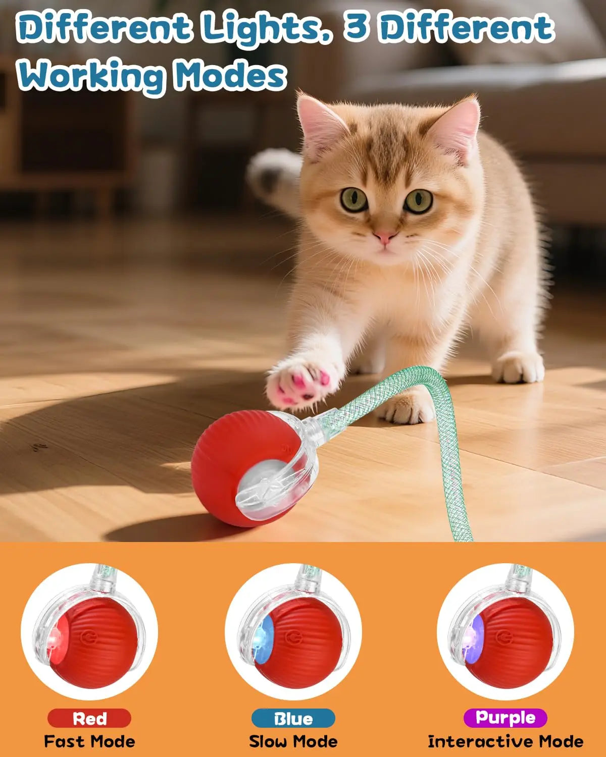 Cat Interactive Smart Ball Toy with Tail – Automatic Rolling, Rechargeable Mouse Toy for Indoor Cats & Kittens