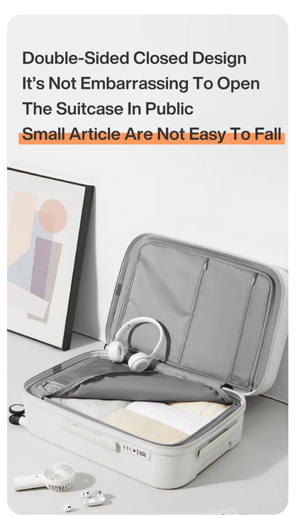 Mixi Carry-On Luggage M9290 – Hard Shell Spinner Suitcase with Built-In Cup & Phone Holder