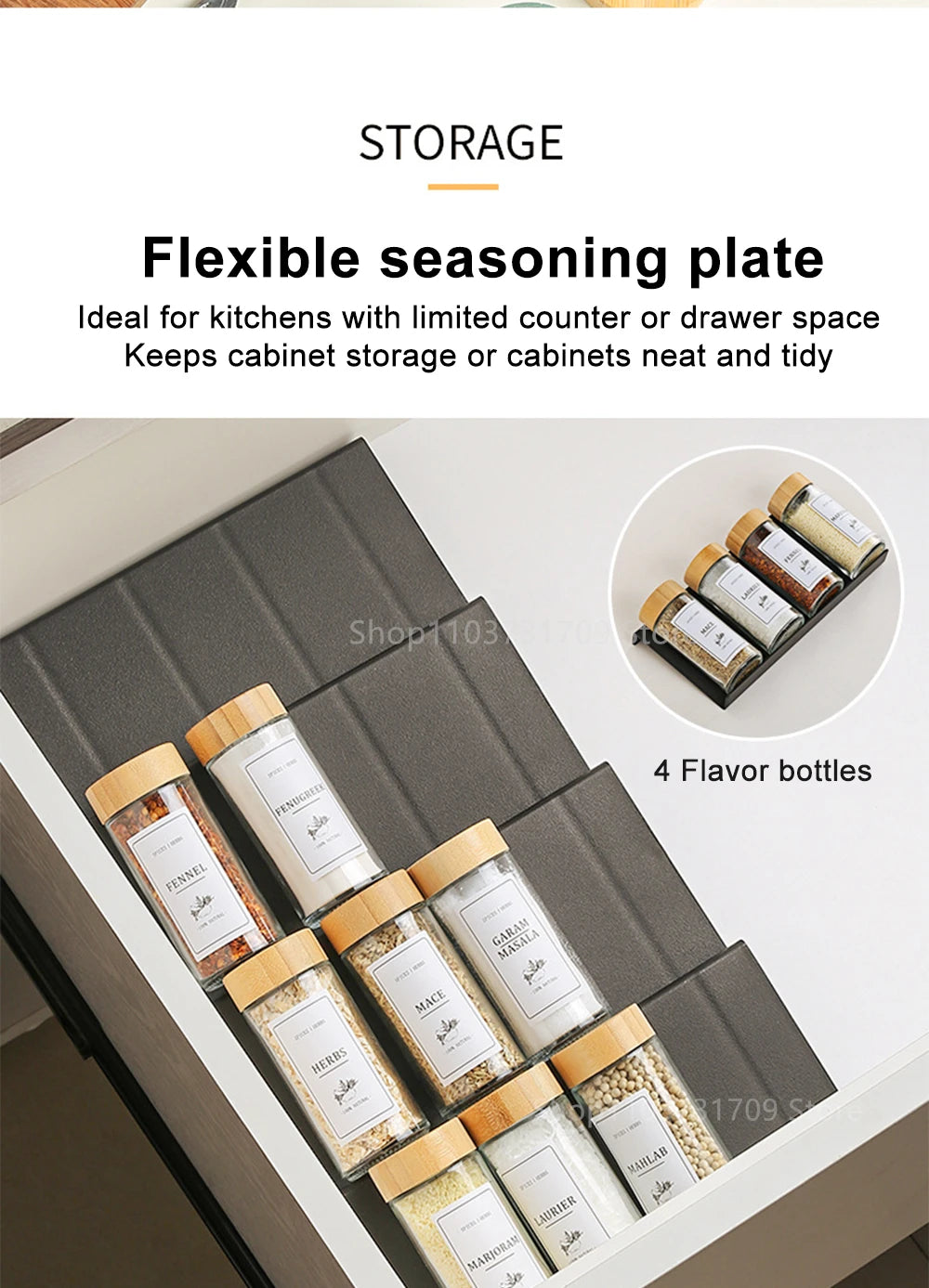 4-Layer Kitchen Spice Drawer Organizer – Adjustable Rack