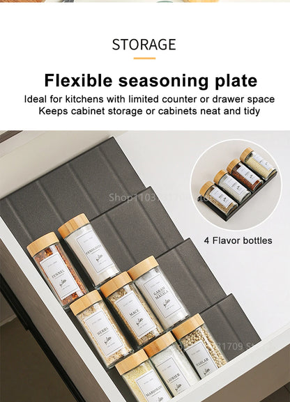 4-Layer Kitchen Spice Drawer Organizer – Adjustable Rack