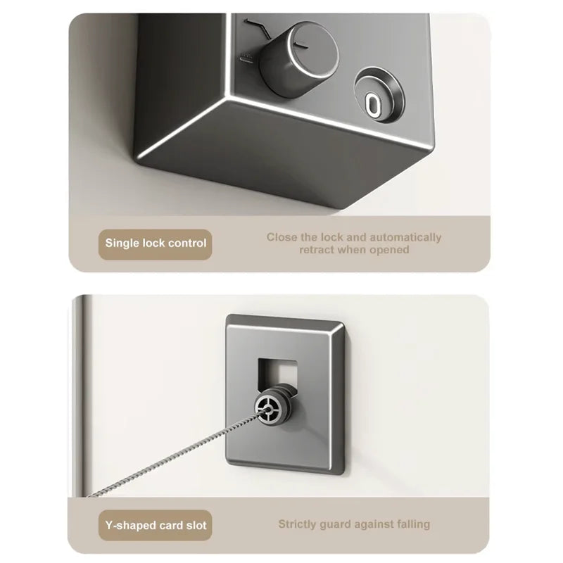 No Hole-Free Shrinkage Clothesline Invisible Bathroom Hotel Clothes Rack Wire Rope Living Room Balcony Portable Clothes Drying - SKYNIX