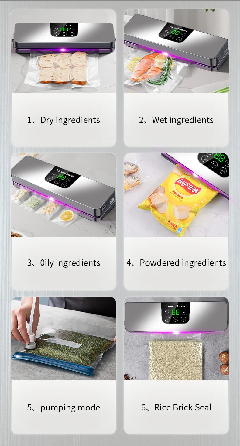 Electric Vacuum Sealer Machine – Dry & Wet Food Packaging, Digital Display